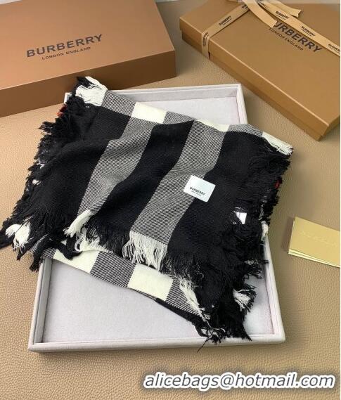 Buy Fashionable Burberry Check Long Scarf with Fringe 35x240cm BR09131 Black 2023