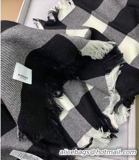 Buy Fashionable Burberry Check Long Scarf with Fringe 35x240cm BR09131 Black 2023