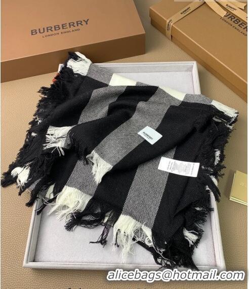 Buy Fashionable Burberry Check Long Scarf with Fringe 35x240cm BR09131 Black 2023