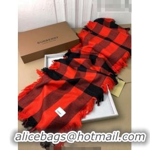 New Style Burberry Check Long Scarf with Fringe 35x240cm BR09131 Red 2023