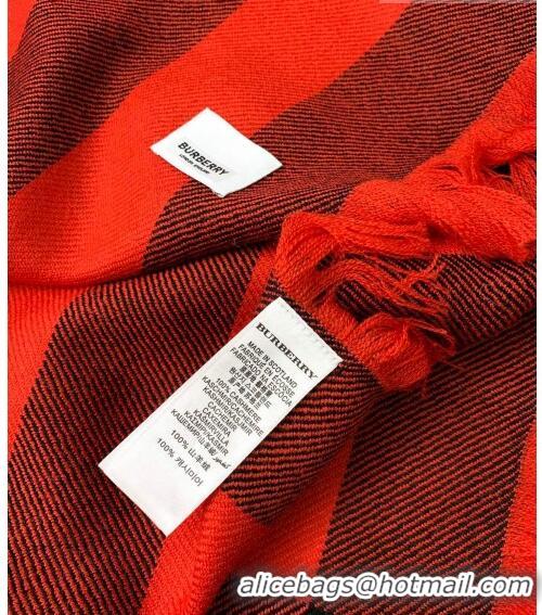 New Style Burberry Check Long Scarf with Fringe 35x240cm BR09131 Red 2023