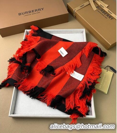 New Style Burberry Check Long Scarf with Fringe 35x240cm BR09131 Red 2023