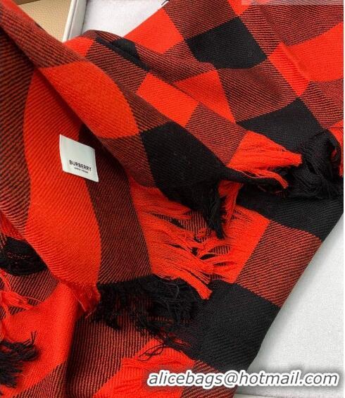 New Style Burberry Check Long Scarf with Fringe 35x240cm BR09131 Red 2023