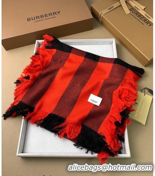 New Style Burberry Check Long Scarf with Fringe 35x240cm BR09131 Red 2023