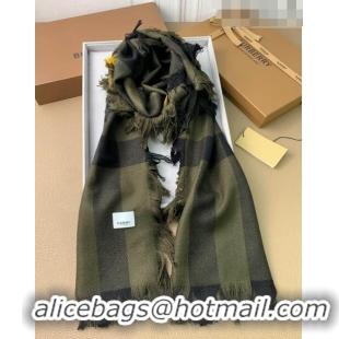 Top Quality Burberry Check Long Scarf with Fringe 35x240cm BR09131 Green 2023