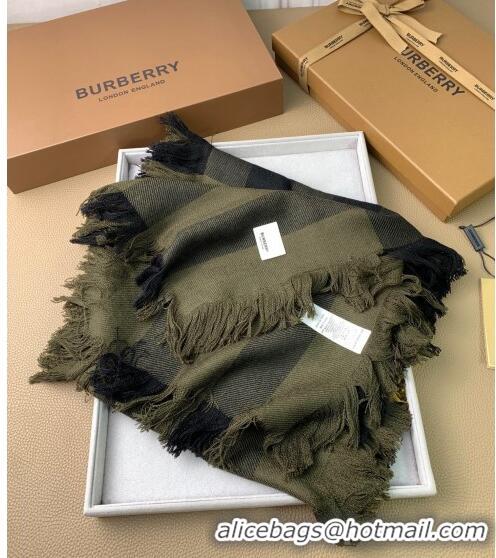 Top Quality Burberry Check Long Scarf with Fringe 35x240cm BR09131 Green 2023