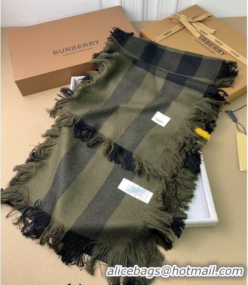 Top Quality Burberry Check Long Scarf with Fringe 35x240cm BR09131 Green 2023