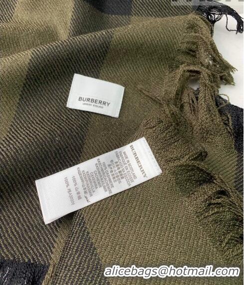 Top Quality Burberry Check Long Scarf with Fringe 35x240cm BR09131 Green 2023