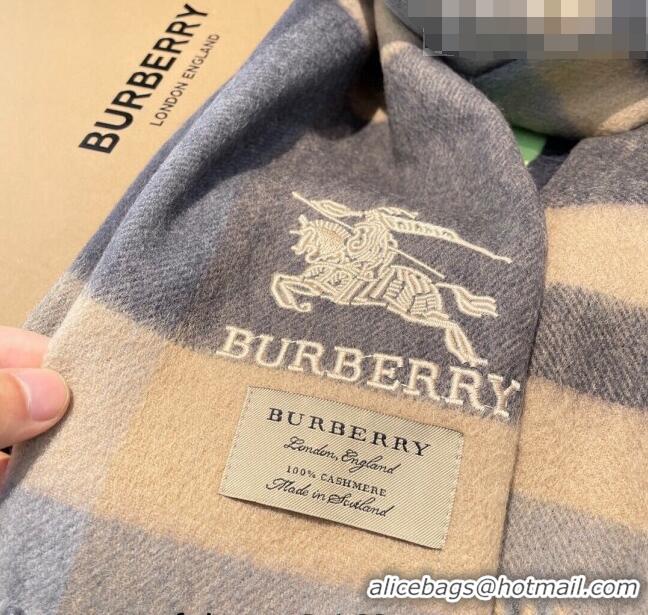 Low Cost Burberry Cashmere Long Scarf 32x180cm BR09132 Beige/Grey 2023