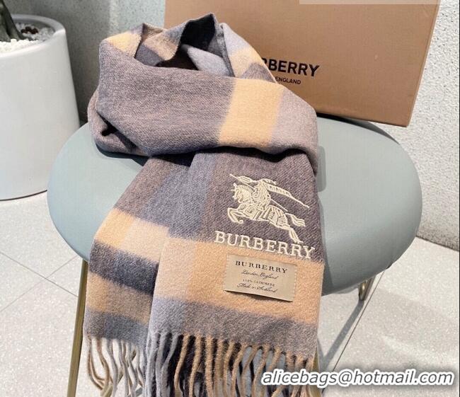 Low Cost Burberry Cashmere Long Scarf 32x180cm BR09132 Beige/Grey 2023