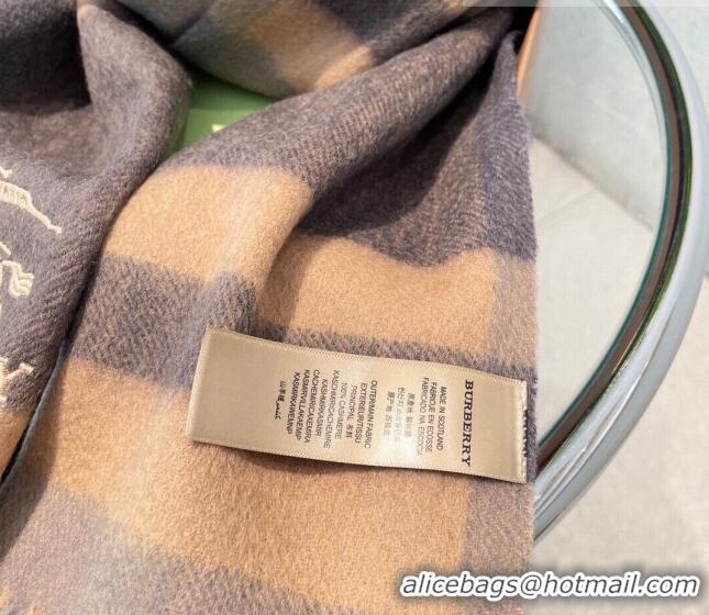 Low Cost Burberry Cashmere Long Scarf 32x180cm BR09132 Beige/Grey 2023