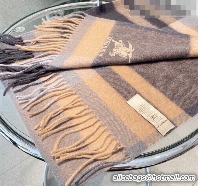 Low Cost Burberry Cashmere Long Scarf 32x180cm BR09132 Beige/Grey 2023