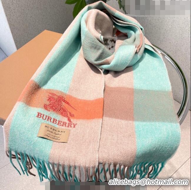 Super Quality Burberry Cashmere Long Scarf 32x180cm BR09132 Light Green/Pink 2023