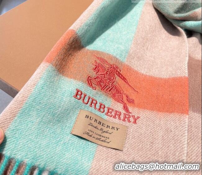 Super Quality Burberry Cashmere Long Scarf 32x180cm BR09132 Light Green/Pink 2023