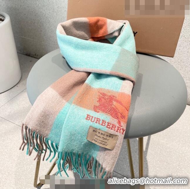 Super Quality Burberry Cashmere Long Scarf 32x180cm BR09132 Light Green/Pink 2023