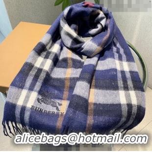 Pretty Style Burberry Cashmere Long Scarf 32x180cm BR09132 Blue 2023