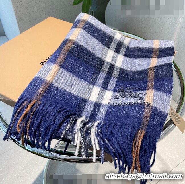 Pretty Style Burberry Cashmere Long Scarf 32x180cm BR09132 Blue 2023