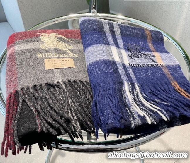 Pretty Style Burberry Cashmere Long Scarf 32x180cm BR09132 Blue 2023