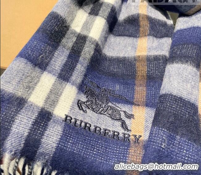 Pretty Style Burberry Cashmere Long Scarf 32x180cm BR09132 Blue 2023