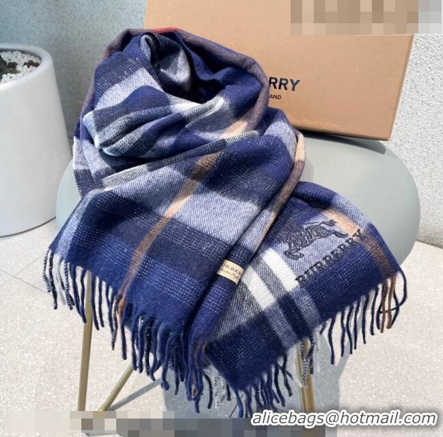 Pretty Style Burberry Cashmere Long Scarf 32x180cm BR09132 Blue 2023