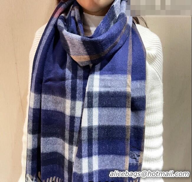 Pretty Style Burberry Cashmere Long Scarf 32x180cm BR09132 Blue 2023