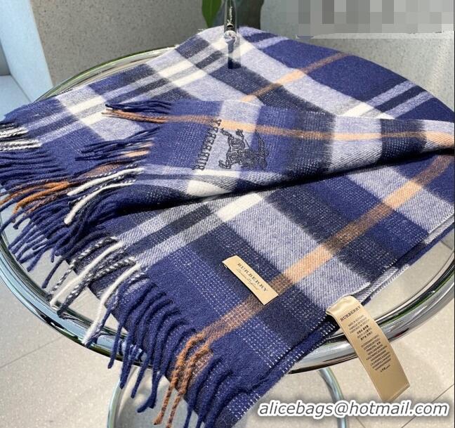 Pretty Style Burberry Cashmere Long Scarf 32x180cm BR09132 Blue 2023