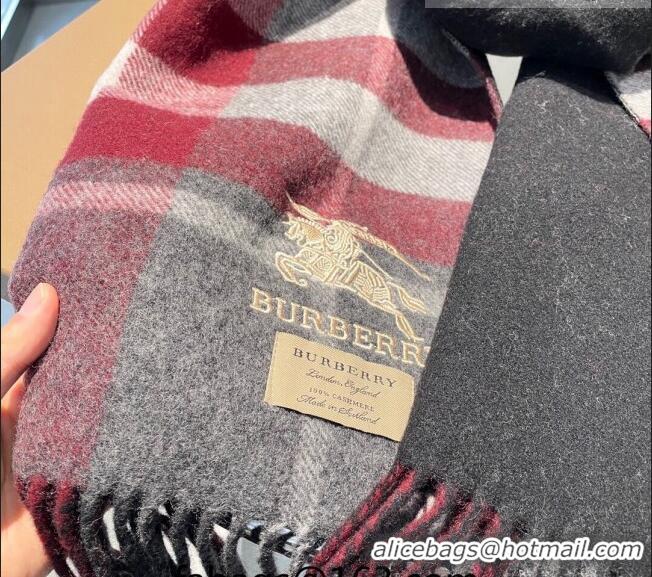 Well Crafted Burberry Cashmere Long Scarf 32x180cm BR09132 Grey/Red 2023