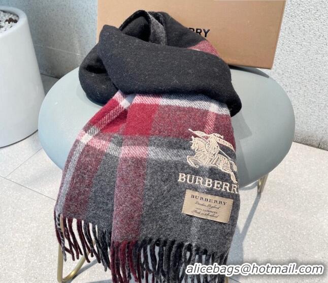 Well Crafted Burberry Cashmere Long Scarf 32x180cm BR09132 Grey/Red 2023