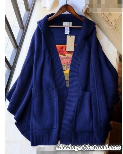 Good Quality Burberry Wool Cape BR09133 Blue 2023