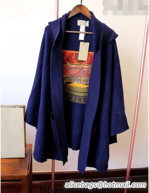 Good Quality Burberry Wool Cape BR09133 Blue 2023