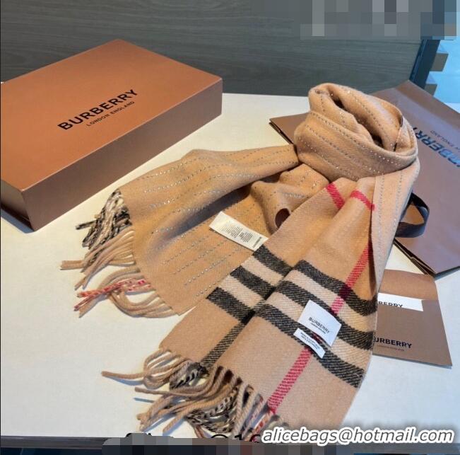 Low Cost Burberry Check Scarf with Crystals 0919 Brown 2023