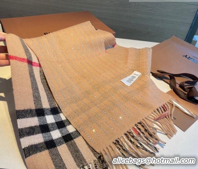 Low Cost Burberry Check Scarf with Crystals 0919 Brown 2023