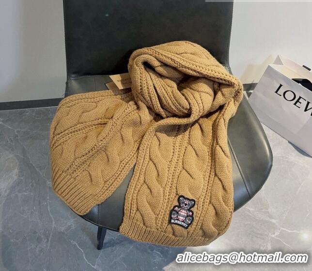 Buy Discount Burberry Knit Long Scarf with Bear 35x175cm BR09191 Brown 2023