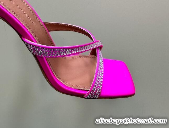 Trendy Design Amina Muaddi Adriana Crystal Slide Sandals 10.5cm in Satin Dark Pink 091165