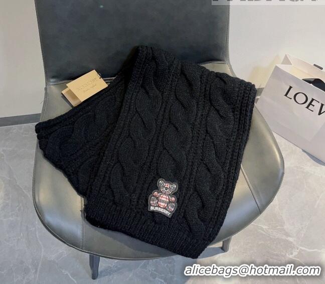 Super Quality Burberry Knit Long Scarf with Bear 35x175cm BR09191 Black 2023