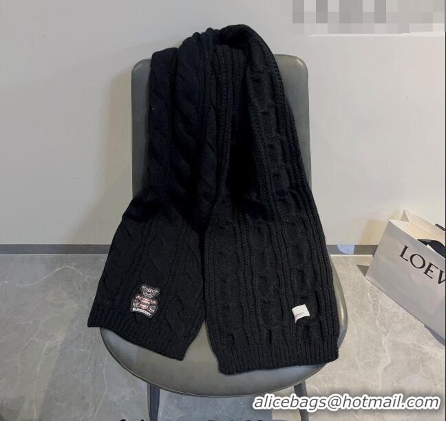 Super Quality Burberry Knit Long Scarf with Bear 35x175cm BR09191 Black 2023