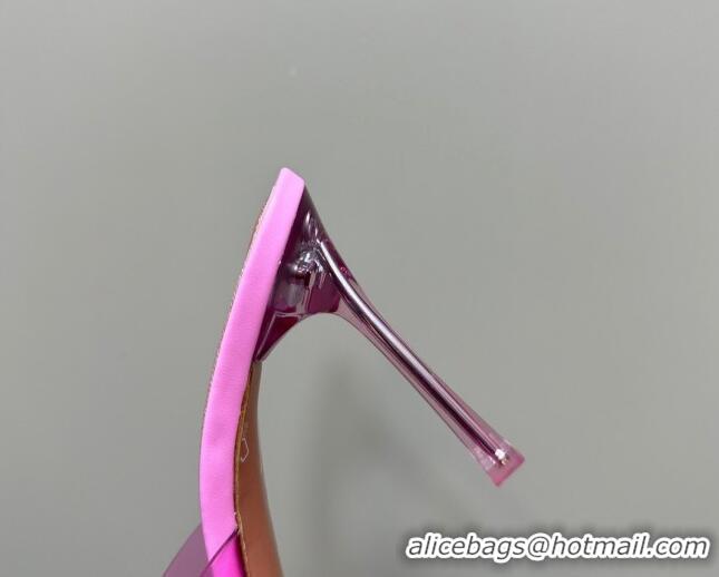 Expensive Amina Muaddi Alexa Glass Slide Sandals 10.5cm in PVC Pink 091169