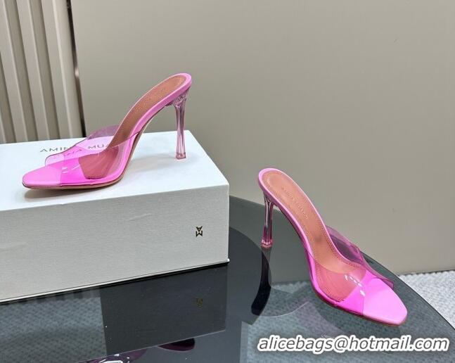 Expensive Amina Muaddi Alexa Glass Slide Sandals 10.5cm in PVC Pink 091169