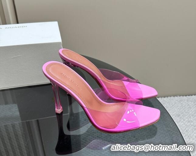 Expensive Amina Muaddi Alexa Glass Slide Sandals 10.5cm in PVC Pink 091169