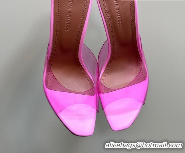 Expensive Amina Muaddi Alexa Glass Slide Sandals 10.5cm in PVC Pink 091169