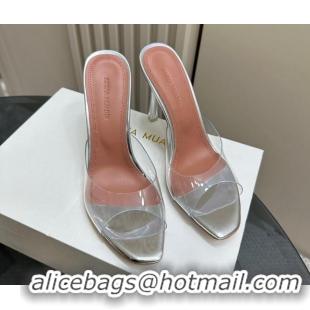 Low Cost Amina Muaddi Alexa Glass Slide Sandals 10.5cm in PVC Silver 091170