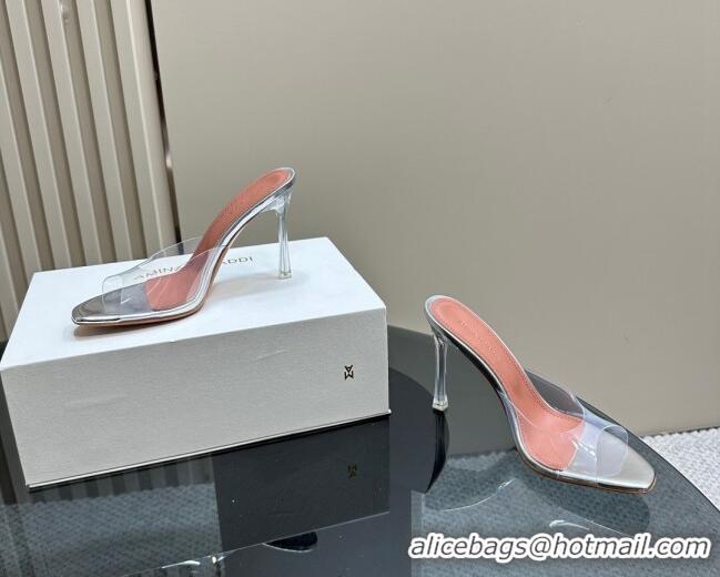 Low Cost Amina Muaddi Alexa Glass Slide Sandals 10.5cm in PVC Silver 091170