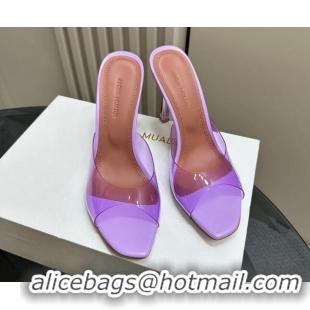 Pretty Style Amina Muaddi Alexa Glass Slide Sandals 10.5cm in PVC Purple 091171