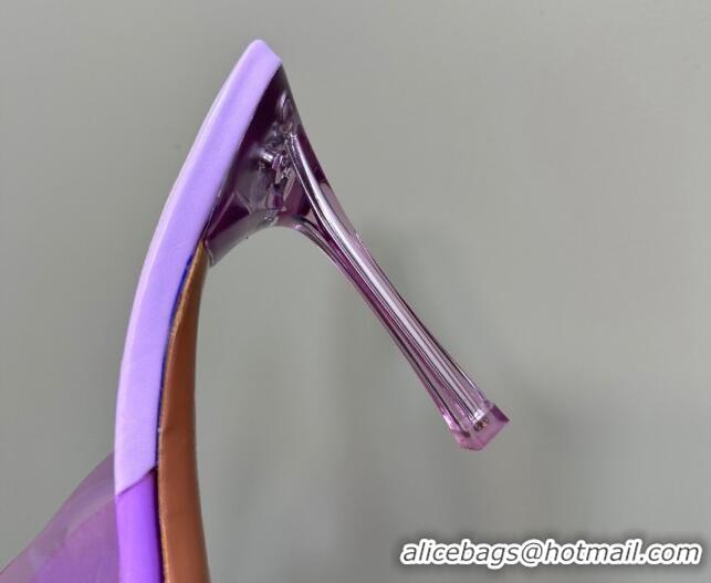 Pretty Style Amina Muaddi Alexa Glass Slide Sandals 10.5cm in PVC Purple 091171