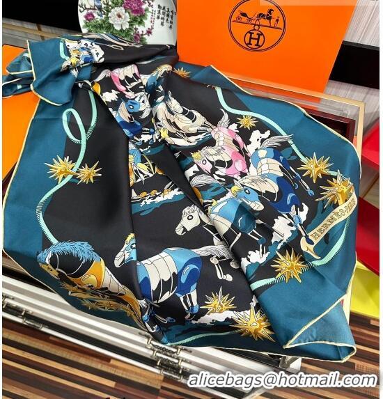 Top Quality Hermes Horse Silk Sqaure Scarf 90x90cm HS09191 Green 2023