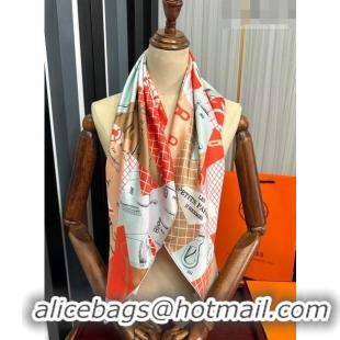 Low Cost Hermes Block Silk Sqaure Scarf 90x90cm HS09192 Orange 2023