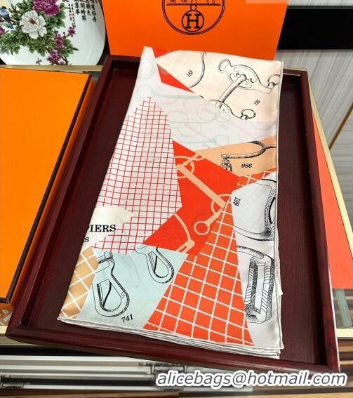 Low Cost Hermes Block Silk Sqaure Scarf 90x90cm HS09192 Orange 2023