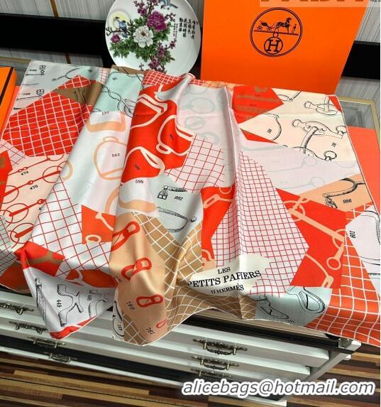 Low Cost Hermes Block Silk Sqaure Scarf 90x90cm HS09192 Orange 2023