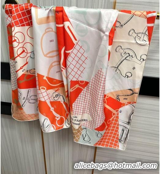 Low Cost Hermes Block Silk Sqaure Scarf 90x90cm HS09192 Orange 2023