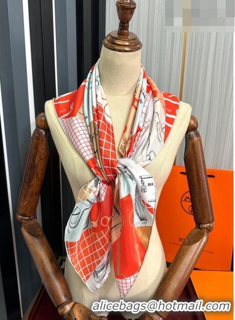 Low Cost Hermes Block Silk Sqaure Scarf 90x90cm HS09192 Orange 2023